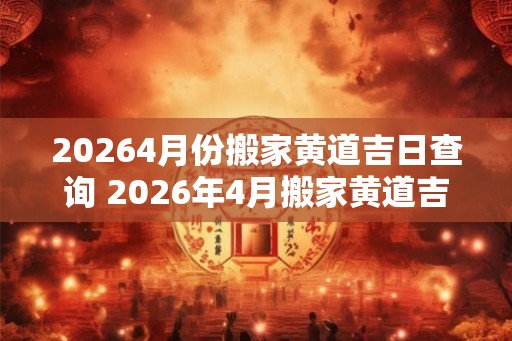 20264月份搬家黄道吉日查询 2026年4月搬家黄道吉日是哪天