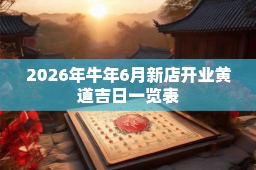 2026年牛年6月新店开业黄道吉日一览表