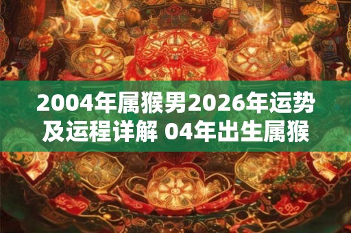 2004年属猴男2026年运势及运程详解 04年出生属猴人2026全年每月运势男性