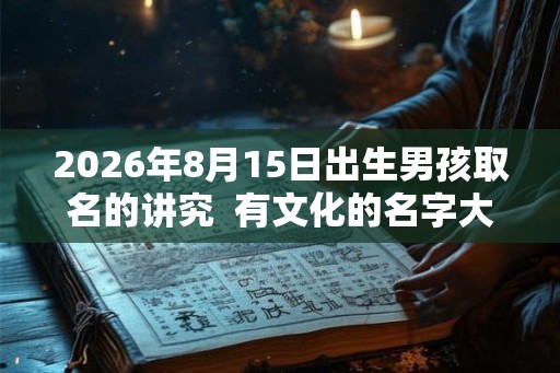 2026年8月15日出生男孩取名的讲究  有文化的名字大全