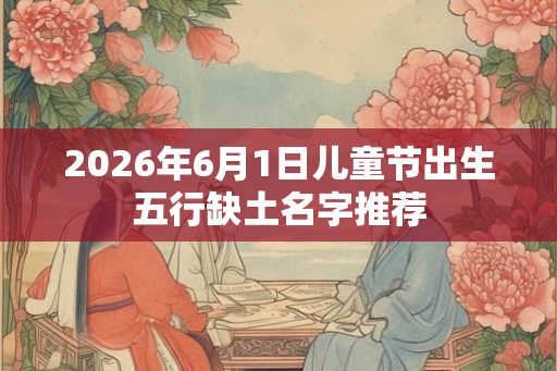 2026年6月1日儿童节出生五行缺土名字推荐