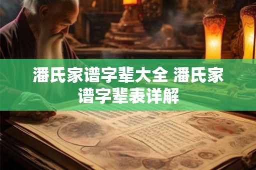 潘氏家谱字辈大全 潘氏家谱字辈表详解
