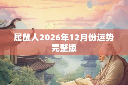 属鼠人2026年12月份运势完整版