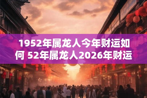 1952年属龙人今年财运如何 52年属龙人2026年财运走向