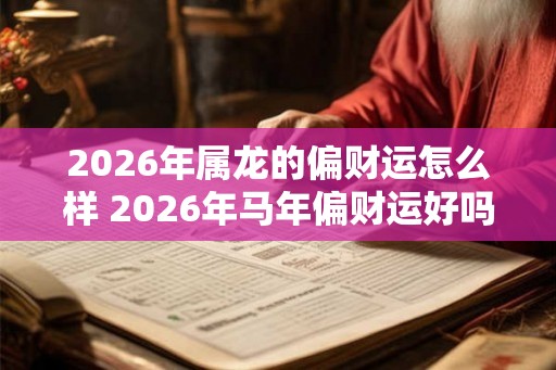 2026年属龙的偏财运怎么样 2026年马年偏财运好吗