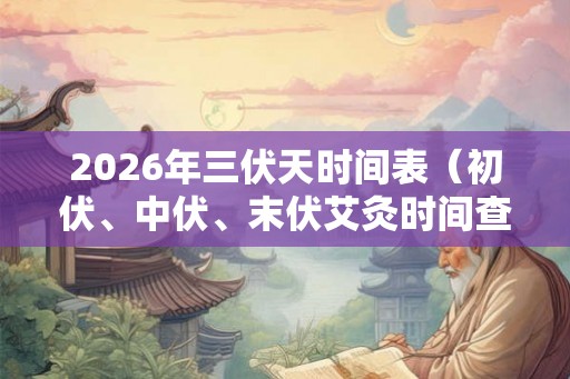 2026年三伏天时间表（初伏、中伏、末伏艾灸时间查询）