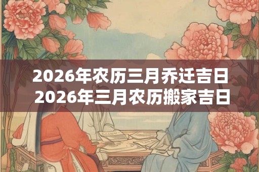 2026年农历三月乔迁吉日 2026年三月农历搬家吉日是哪天