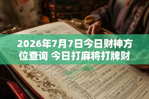 2026年7月7日今日财神方位查询 今日打麻将打牌财神方位! 2026年7月7日今日财神方位查询 今日打麻将打牌财神方位!