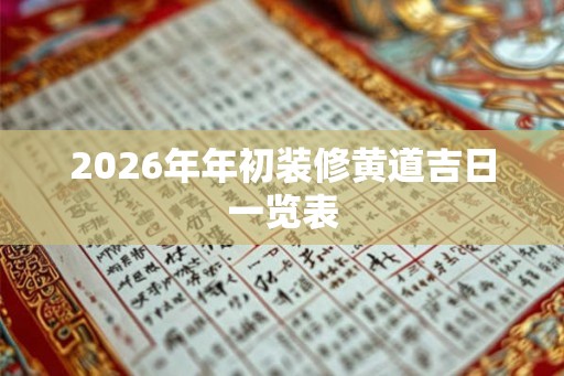 2026年年初装修黄道吉日一览表 2026年年初装修黄道吉日一览表