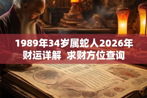 1989年34岁属蛇人2026年财运详解  求财方位查询
