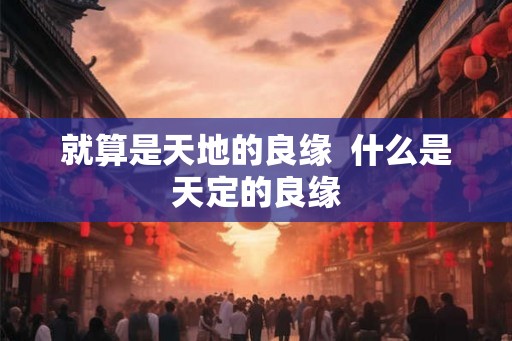 就算是天地的良缘  什么是天定的良缘