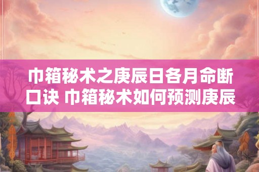 巾箱秘术之庚辰日各月命断口诀 巾箱秘术如何预测庚辰日各月命断口诀