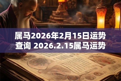 属马2026年2月15日运势查询 2026.2.15属马运势分析