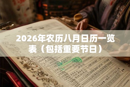 2026年农历八月日历一览表（包括重要节日）