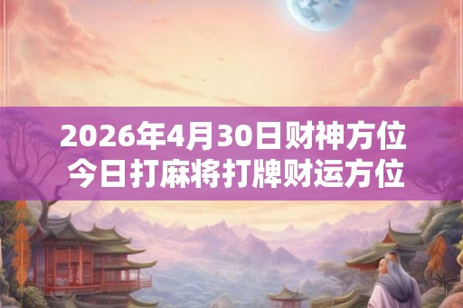 2026年4月30日财神方位 今日打麻将打牌财运方位