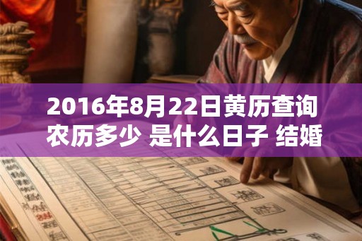 2016年8月22日黄历查询 农历多少 是什么日子 结婚吉时