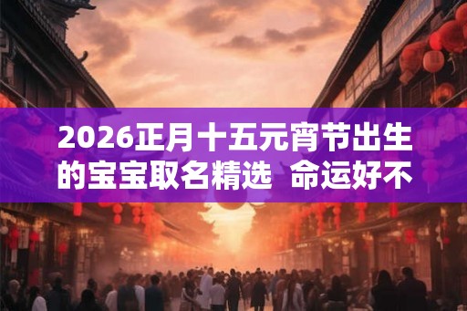 2026正月十五元宵节出生的宝宝取名精选  命运好不好