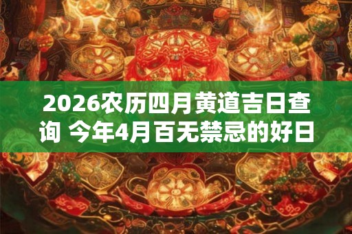 2026农历四月黄道吉日查询 今年4月百无禁忌的好日子