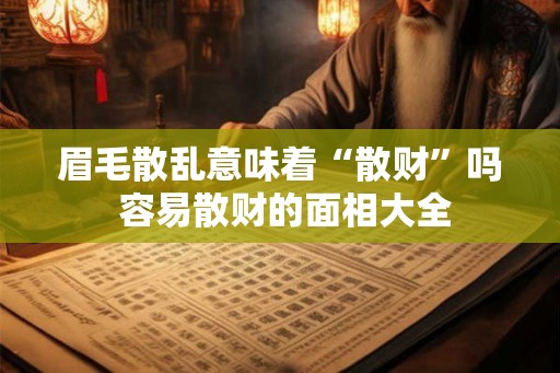 眉毛散乱意味着“散财”吗 容易散财的面相大全
