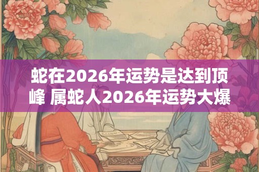 蛇在2026年运势是达到顶峰 属蛇人2026年运势大爆发 蛇在2026年运势是达到顶峰 属蛇人2026年运势大爆发