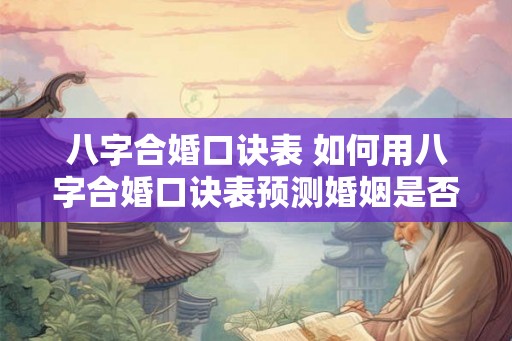 八字合婚口诀表 如何用八字合婚口诀表预测婚姻是否美满 八字合婚口诀表 如何用八字合婚口诀表预测婚姻是否美满
