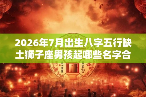 2026年7月出生八字五行缺土狮子座男孩起哪些名字合适