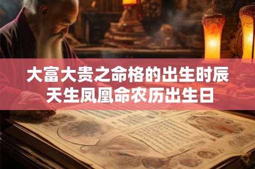 大富大贵之命格的出生时辰 天生凤凰命农历出生日