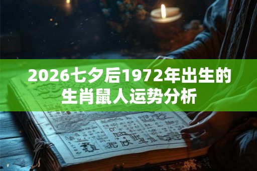 2026七夕后1972年出生的生肖鼠人运势分析
