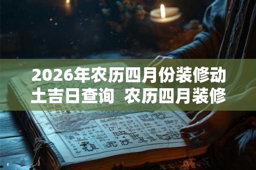 2026年农历四月份装修动土吉日查询  农历四月装修动土一览表