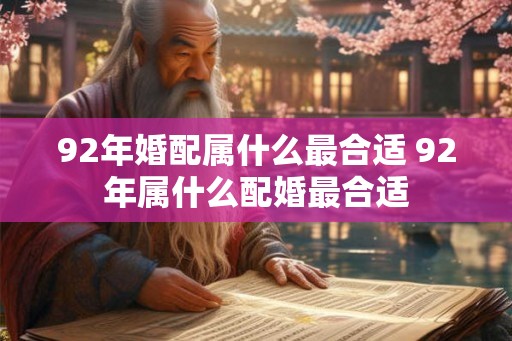 92年婚配属什么最合适 92年属什么配婚最合适