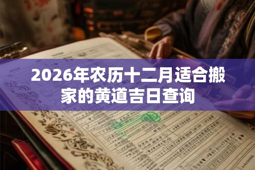 2026年农历十二月适合搬家的黄道吉日查询