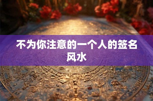 不为你注意的一个人的签名风水