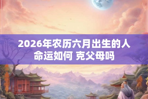 2026年农历六月出生的人命运如何 克父母吗
