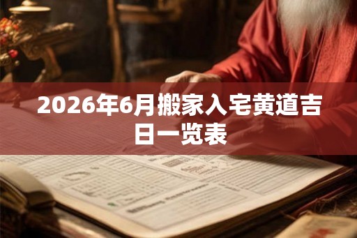 2026年6月搬家入宅黄道吉日一览表