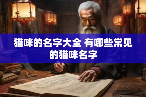 猫咪的名字大全 有哪些常见的猫咪名字
