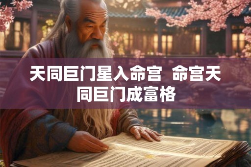 天同巨门星入命宫 命宫天同巨门成富格 天同巨门星入命宫 命宫天同巨门成富格