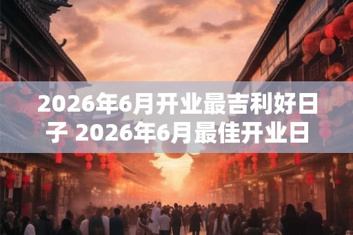 2026年6月开业最吉利好日子 2026年6月最佳开业日