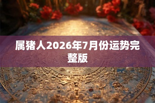 属猪人2026年7月份运势完整版