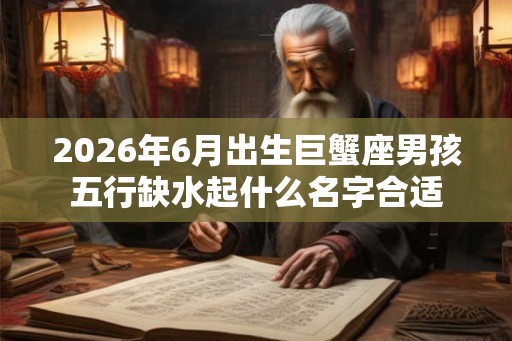 2026年6月出生巨蟹座男孩五行缺水起什么名字合适