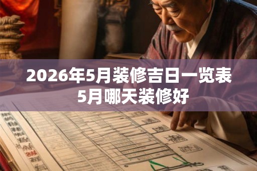 2026年5月装修吉日一览表  5月哪天装修好