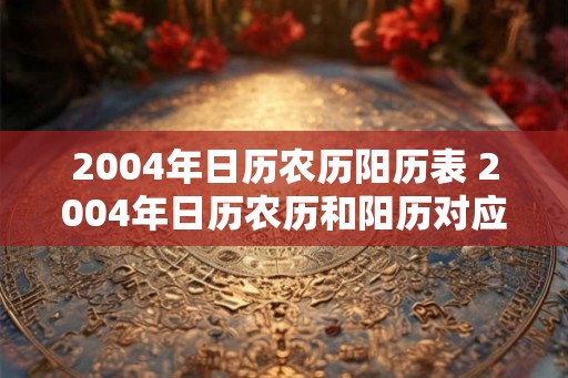 2004年日历农历阳历表 2004年日历农历和阳历对应如何