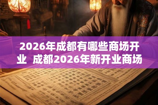 2026年成都有哪些商场开业  成都2026年新开业商场