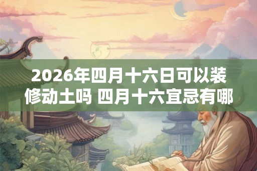 2026年四月十六日可以装修动土吗 四月十六宜忌有哪些
