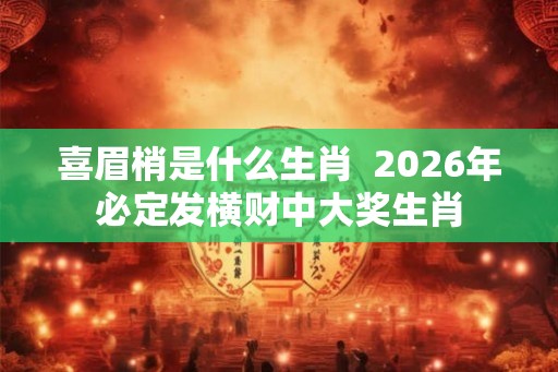 喜眉梢是什么生肖  2026年必定发横财中大奖生肖