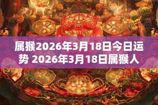 属猴2026年3月18日今日运势 2026年3月18日属猴人运势好吗