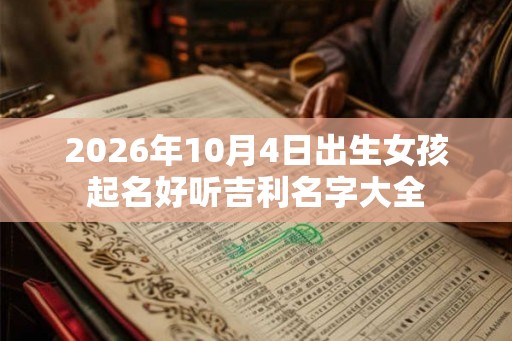 2026年10月4日出生女孩起名好听吉利名字大全
