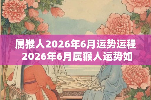 属猴人2026年6月运势运程 2026年6月属猴人运势如何