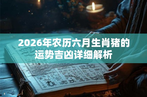 2026年农历六月生肖猪的运势吉凶详细解析