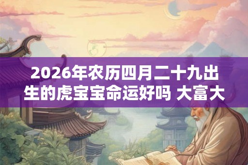2026年农历四月二十九出生的虎宝宝命运好吗 大富大贵吗