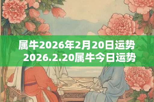属牛2026年2月20日运势  2026.2.20属牛今日运势
